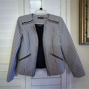 Karl Lagerfeld Paris Boucle Cropped Jacket in black and white, size 4